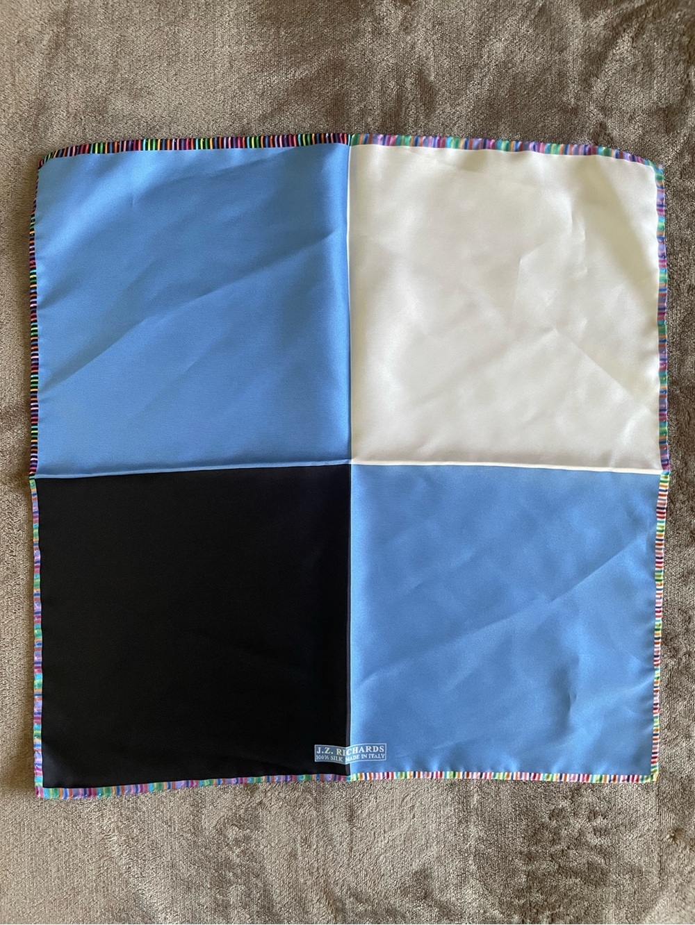 J.Z. Richards Silk Pocket Square Color Block Italian Made 17 Inch - Picture 2 of 7
